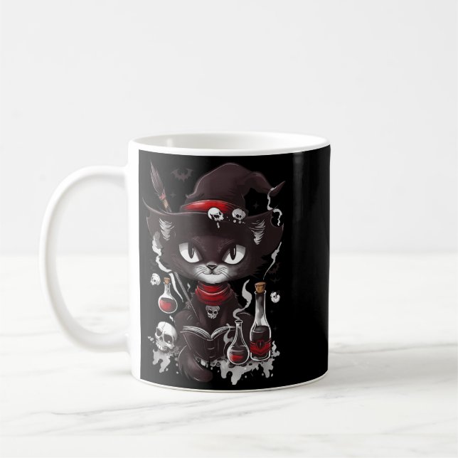 Gruseliger Halloween-Schwarzer-Katze-Salem-Apothek Kaffeetasse (Links)