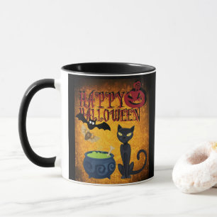 Gruseliger Halloween-Schwarzkatzen-Magie-Mug Tasse
