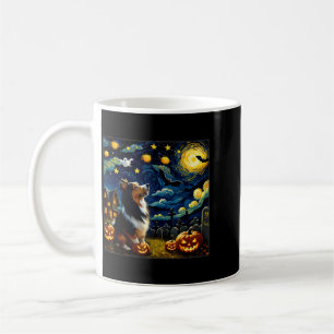 Gruseliger Halloween Sheltie Hund Sternennacht Kaffeetasse
