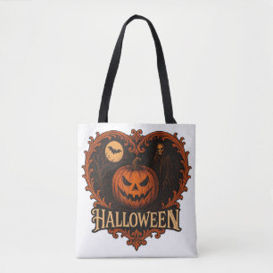 Gruseliger Halloween-Shoulder-Tote-Bag mit All-Ove