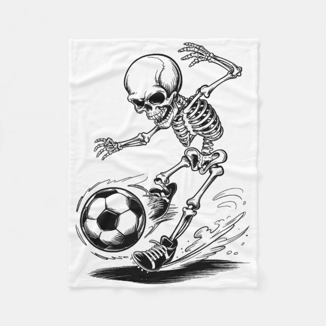 Gruseliger Halloween-Skeleton-Kinder spielen Fußba Fleecedecke (Vorderseite)