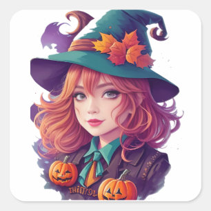 Gruseliger Halloween-Spaß Quadratischer Aufkleber