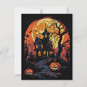 Gruseliger Halloween Spukhaus Feiertagskarte