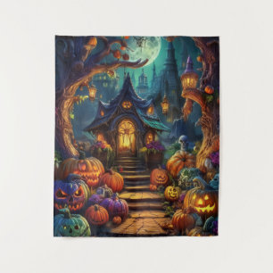 Gruseliger Halloween-Spukhaus & -Pfad Wandteppich