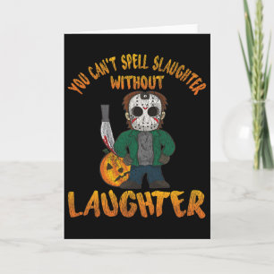 Gruseliger Halloween-Streich oder lustige Hockeyma Karte