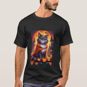 Gruseliger Halloween Süße Katze Vampire Trick oder T-Shirt