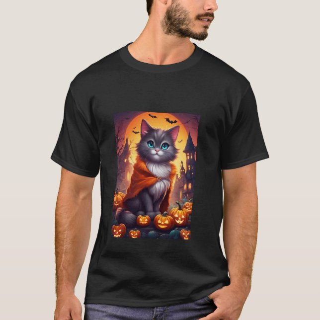 Gruseliger Halloween Süße Katze Vampire Trick oder T-Shirt (Vorderseite)