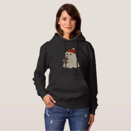 Gruseliger Halloween süßer weißer Geist mit roter  Hoodie