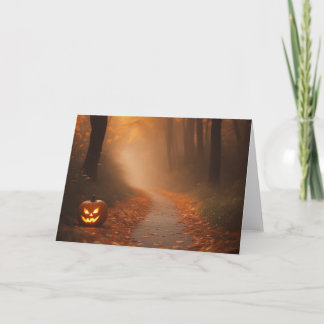 Gruseliger Halloween-Wald Dankeskarte