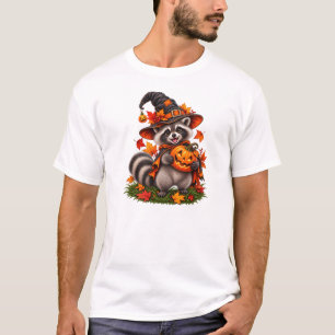 Gruseliger Halloween-Waschbär-Hexe – Kürbismagie T-Shirt