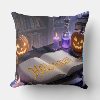 Gruseliger Halloween-Zauberbuch-Kürbisse Kissen