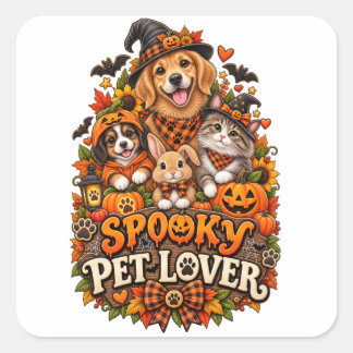 Gruseliger Haustierliebhaber Süßer Halloween-Hund  Quadratischer Aufkleber