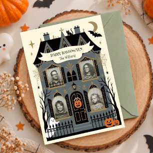 Gruseliger Herrenhaus Mehrfach-Foto Halloween Feiertagskarte