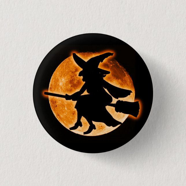 Gruseliger Hexenknopf Button (Vorderseite)