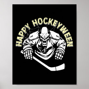 Gruseliger Hockeyspieler Glücklicher Hockeyween Ei Poster