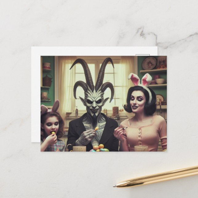 Gruseliger Horror am Ostertisch Postkarte (Vorderseite/Rückseite Beispiel)
