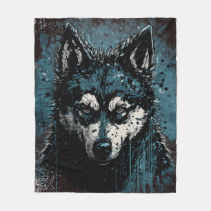 gruseliger Husky - Fleecedecke