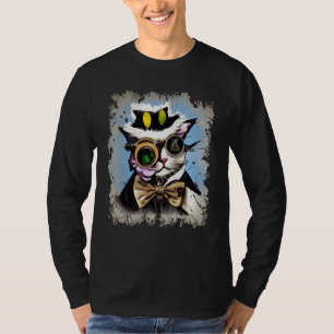Gruseliger Illuminati-Katzen-Cyborg-Monokel-Dampfk T-Shirt