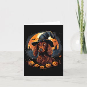 Gruseliger Irischer Setter Hund Hexe Halloween V-A Karte