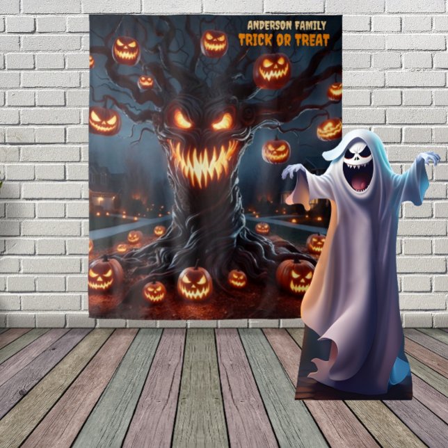 Gruseliger Jack-o'-Lantern-Baum Halloween-Hängedek Wandteppich (Von Creator hochgeladen)