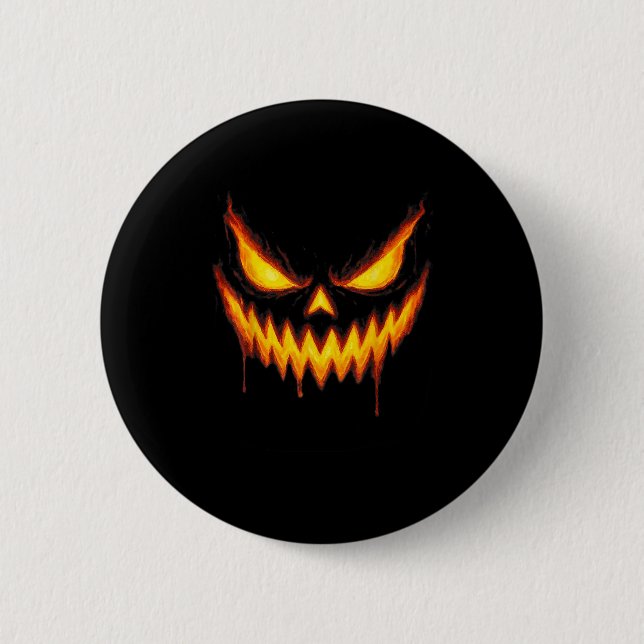 Gruseliger Jack O Lantern Geschnitztes Kürbisgesic Button (Vorderseite)