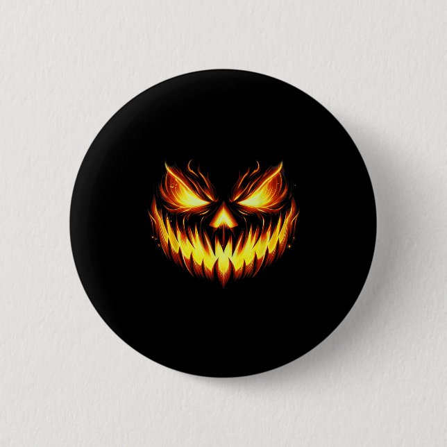 Gruseliger Jack O Lantern geschnitztes Kürbisgesic Button (Vorderseite)