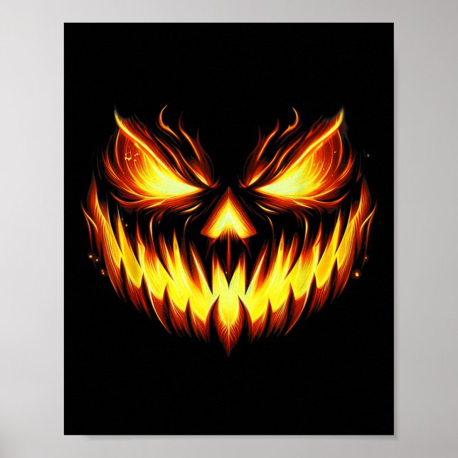 Gruseliger Jack O Lantern Geschnitztes Kürbisgesic Poster (Vorne)