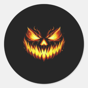 Gruseliger Jack O Lantern Geschnitztes Kürbisgesic Runder Aufkleber