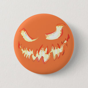 Gruseliger Jack o Lantern Gesicht Halloween-Kürbis Button