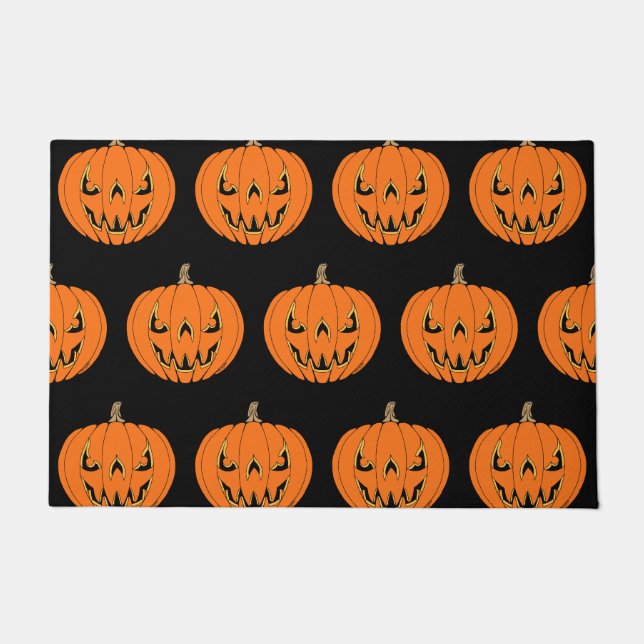 Gruseliger Jack-o'-Lantern Halloween-Entwurf Fußmatte (Vorderseite)