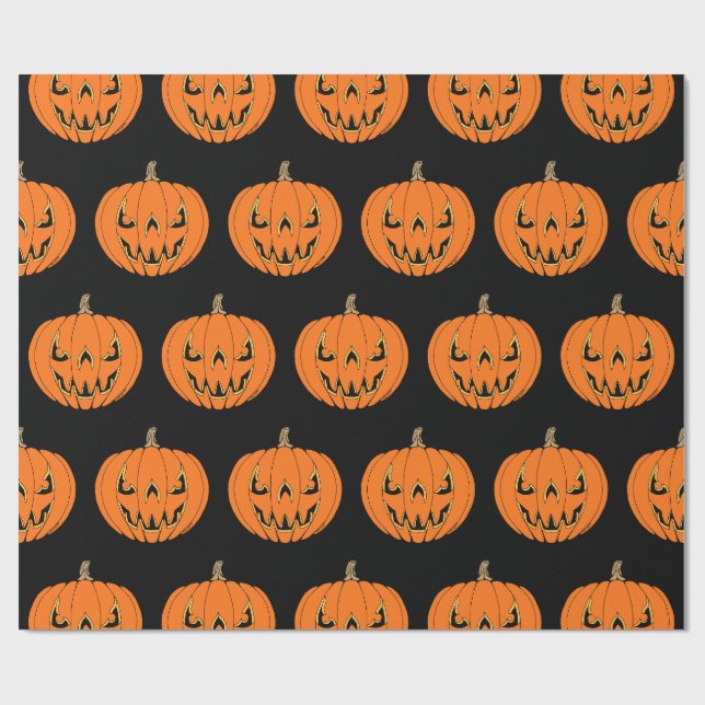 Gruseliger Jack-o'-Lantern Halloween-Entwurf Geschenkpapier (Flach)