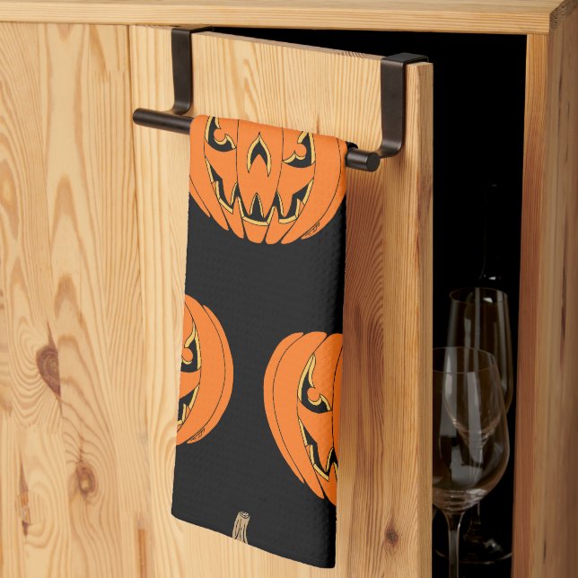 Gruseliger Jack-o'-Lantern Halloween-Entwurf Geschirrtuch (Drittel gefaltet)