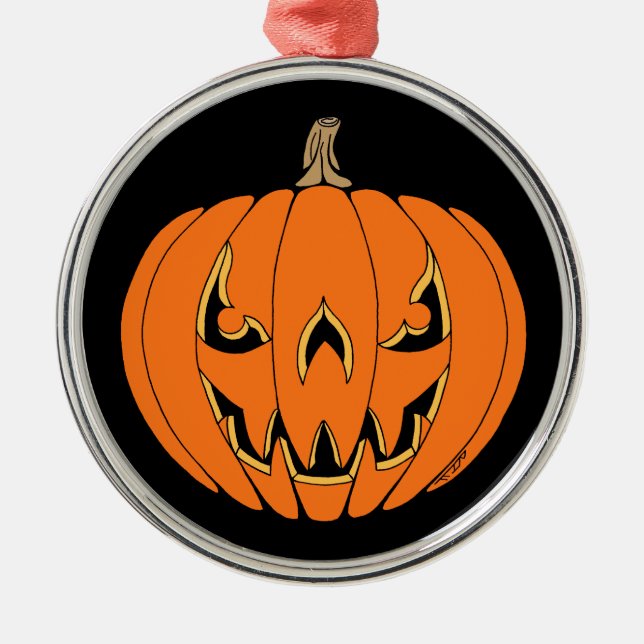 Gruseliger Jack-o'-Lantern Halloween-Entwurf Ornament Aus Metall (Vorne)