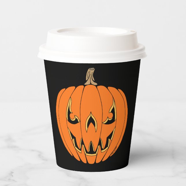 Gruseliger Jack-o'-Lantern Halloween-Entwurf Pappbecher (Vorderseite)