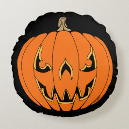 Gruseliger Jack-o'-Lantern Halloween-Entwurf Rundes Kissen