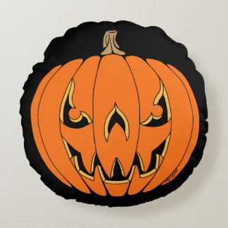 Gruseliger Jack-o'-Lantern Halloween-Entwurf Rundes Kissen