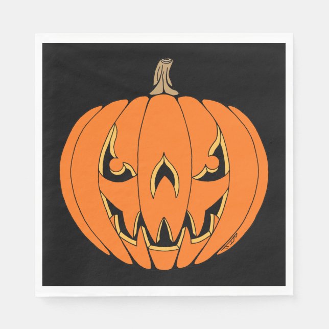 Gruseliger Jack-o'-Lantern Halloween-Entwurf Serviette (Vorderseite)