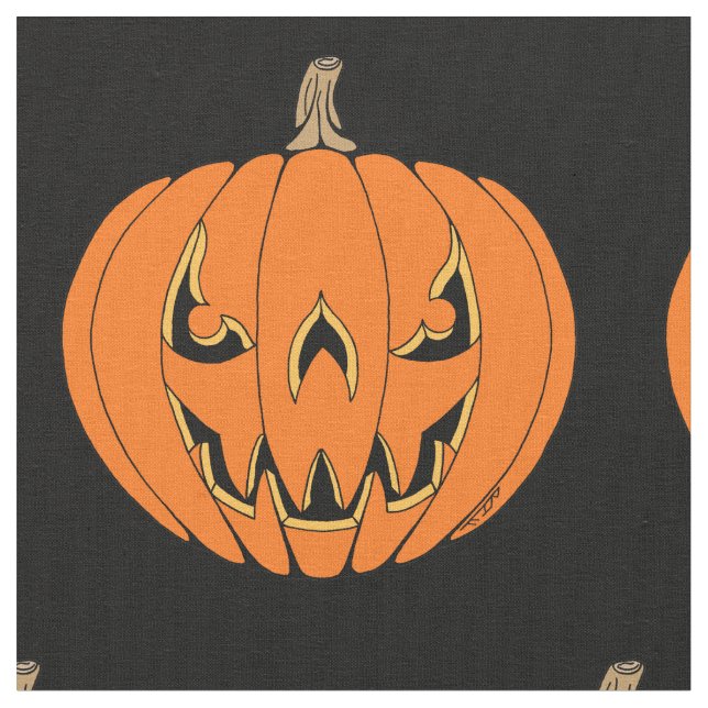 Gruseliger Jack-o'-Lantern Halloween-Entwurf Stoff (Nahaufnahme)