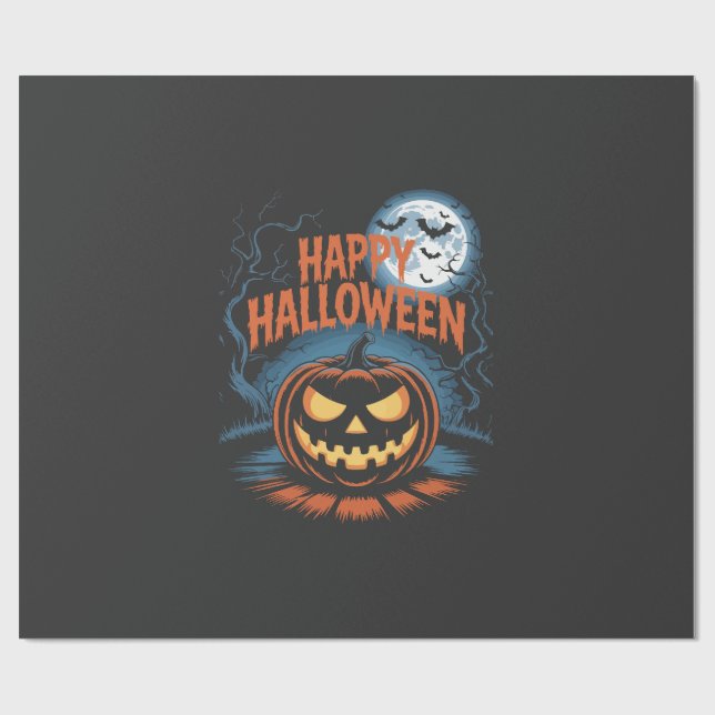 Gruseliger Jack O Lantern Halloween Geschenkpapier (Flach)