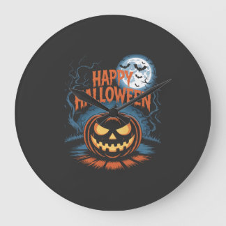 Gruseliger Jack O Lantern Halloween Große Wanduhr