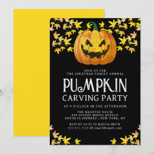 Gruseliger Jack O Lantern Halloween Kürbis Schnitz Einladung