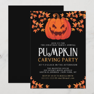 Gruseliger Jack O Lantern Halloween Kürbis Schnitz Einladung