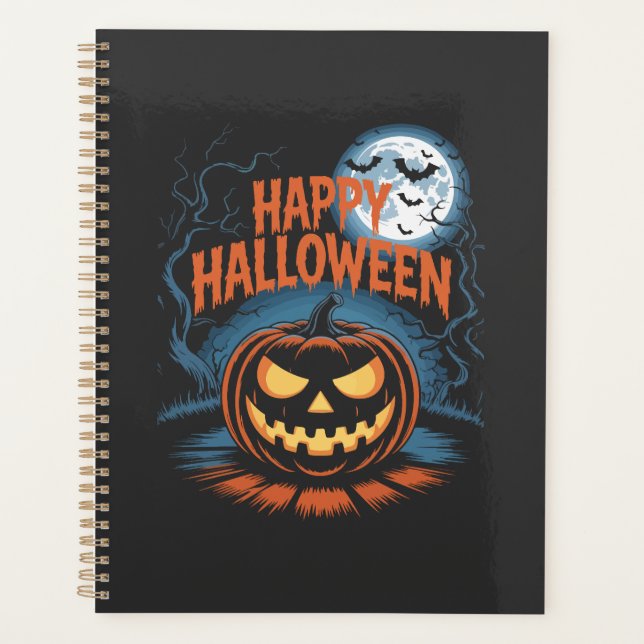 Gruseliger Jack O Lantern Halloween Planer (Vorderseite)