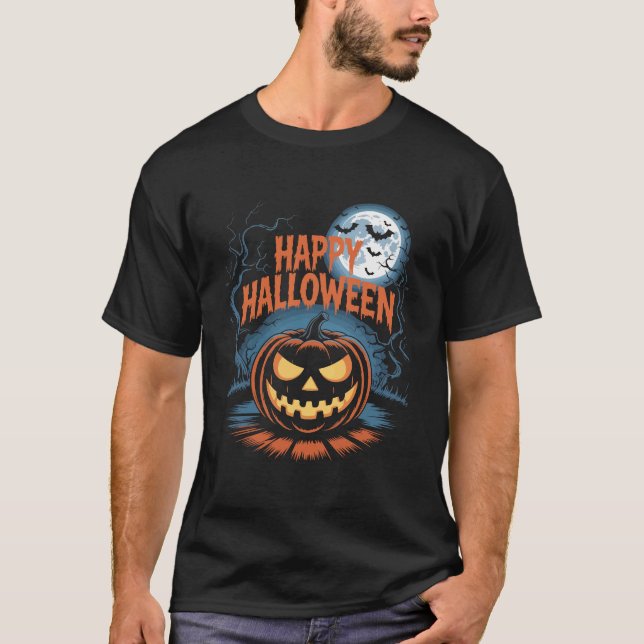 Gruseliger Jack O Lantern Halloween T-Shirt (Vorderseite)