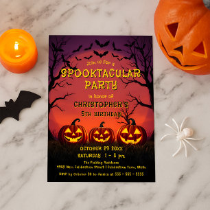 Gruseliger Jack O Lantern Kinder Halloween Geburts Einladung