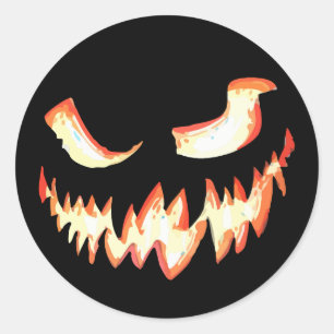 Gruseliger Jack-o-Laternen-Gesicht Halloween-Kürbi Runder Aufkleber