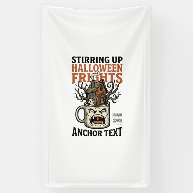 Gruseliger Kaffee Halloween Verfluchter Becher Gra Banner (Vertikal)