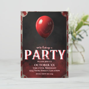 Gruseliger Karneval roter Luftballon Halloween-Par Einladung