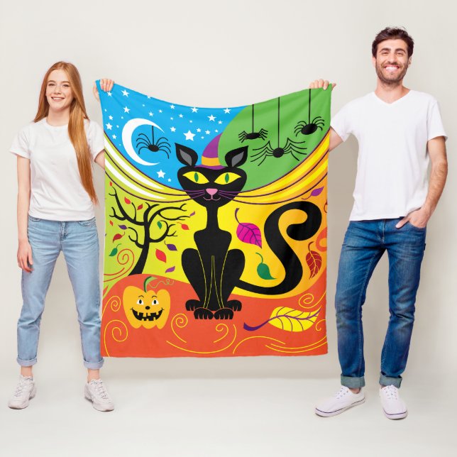 Gruseliger Katzenwind Fleecedecke (Beispiel)