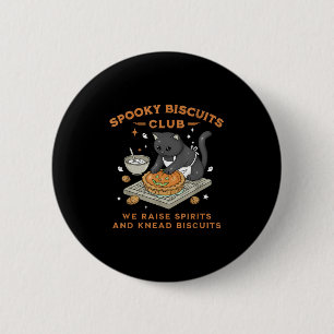 Gruseliger Keksklub Schwarze Katze Kürbis Hallowee Button